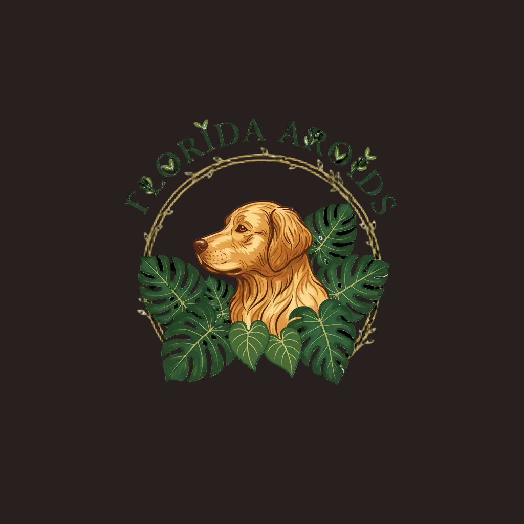 Florida Aroids Logo with Golden Retriever